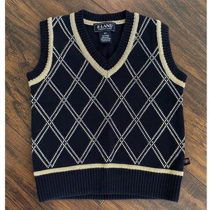 E•Land. Toddler Boys Navy & Taupe Sweater Vest.